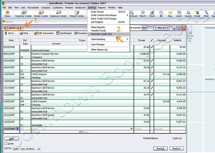 record credit card activity