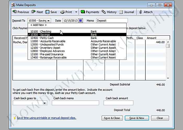 How to make a deposit in Quickbooks