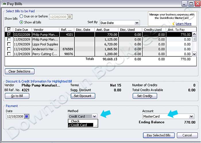 How to pay a vendor bill with a credit card